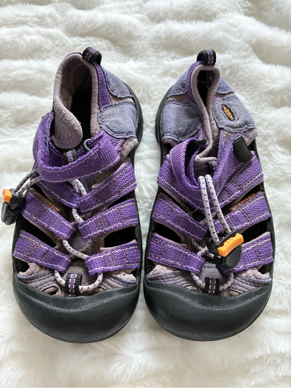 KEEN Purple Kids' Closed-Toe Sport Sandals with Orange Accent